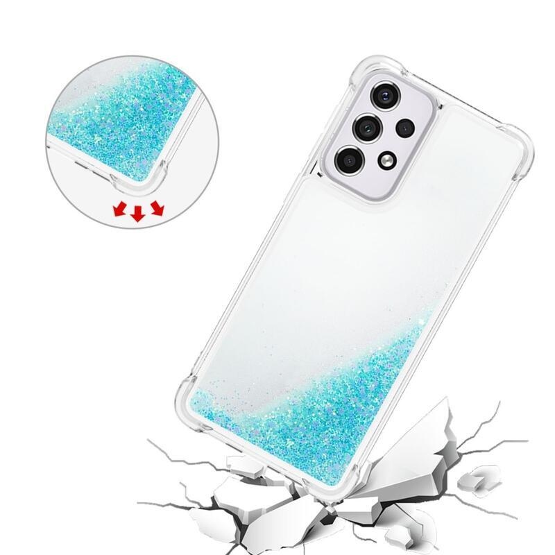 Glitter homokóra zselés tok Samsung Galaxy A33 5G - kék / csillagok