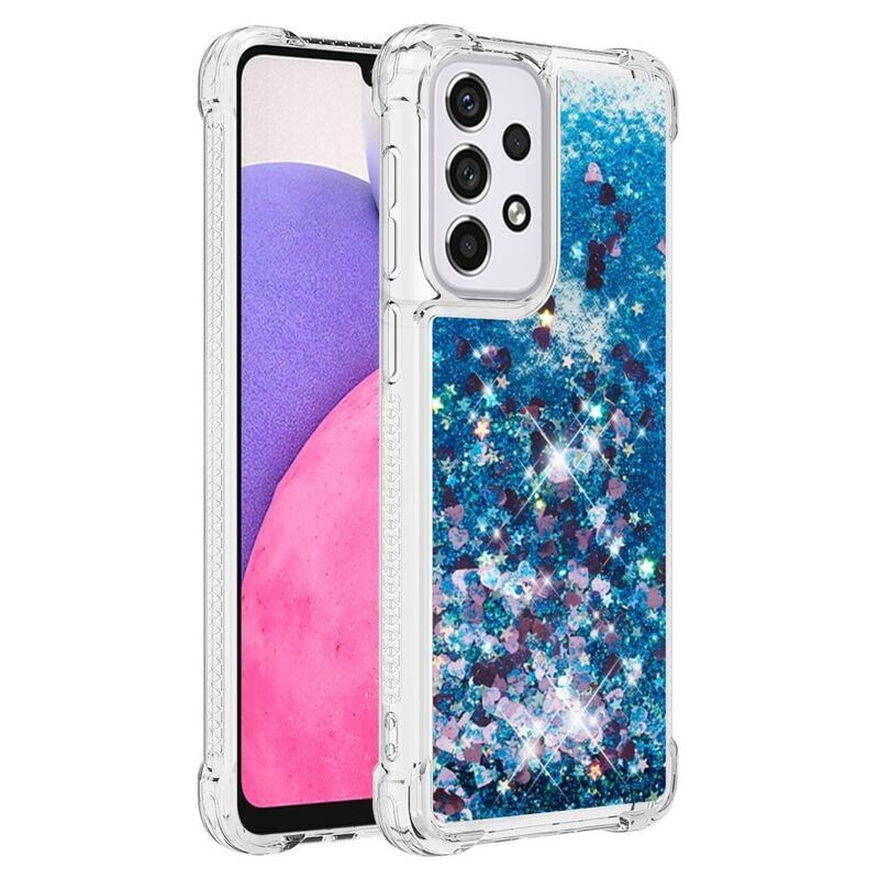 Glitter homokóra zselés tok Samsung Galaxy A33 5G - kék/szív