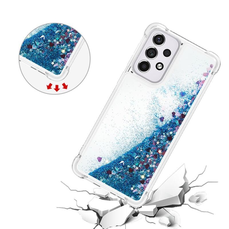 Glitter homokóra zselés tok Samsung Galaxy A33 5G - kék/szív