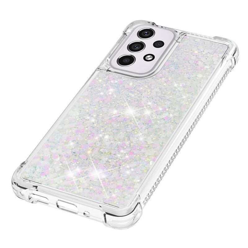 Glitter homokóra zselés tok Samsung Galaxy A33 5G - rózsaszín/ezüst/szív