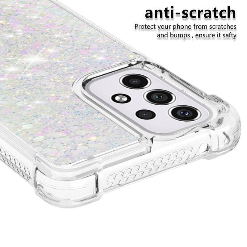 Glitter homokóra zselés tok Samsung Galaxy A33 5G - rózsaszín/ezüst/szív