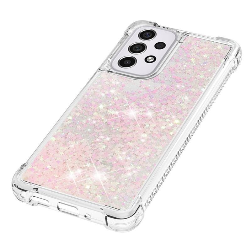 Glitter homokóra zselés tok Samsung Galaxy A33 5G - rózsaszín / csillagok