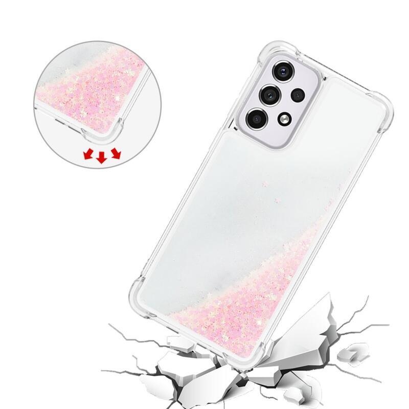 Glitter homokóra zselés tok Samsung Galaxy A33 5G - rózsaszín / csillagok