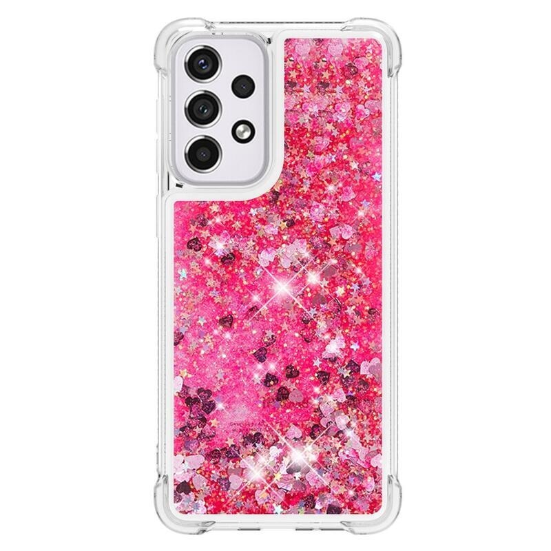 Glitter homokóra zselés tok Samsung Galaxy A33 5G - rózsaszín/szív