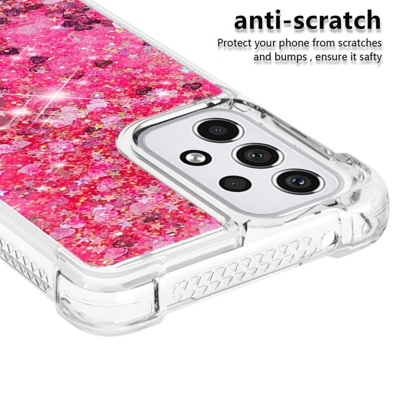 Glitter homokóra zselés tok Samsung Galaxy A33 5G - rózsaszín/szív