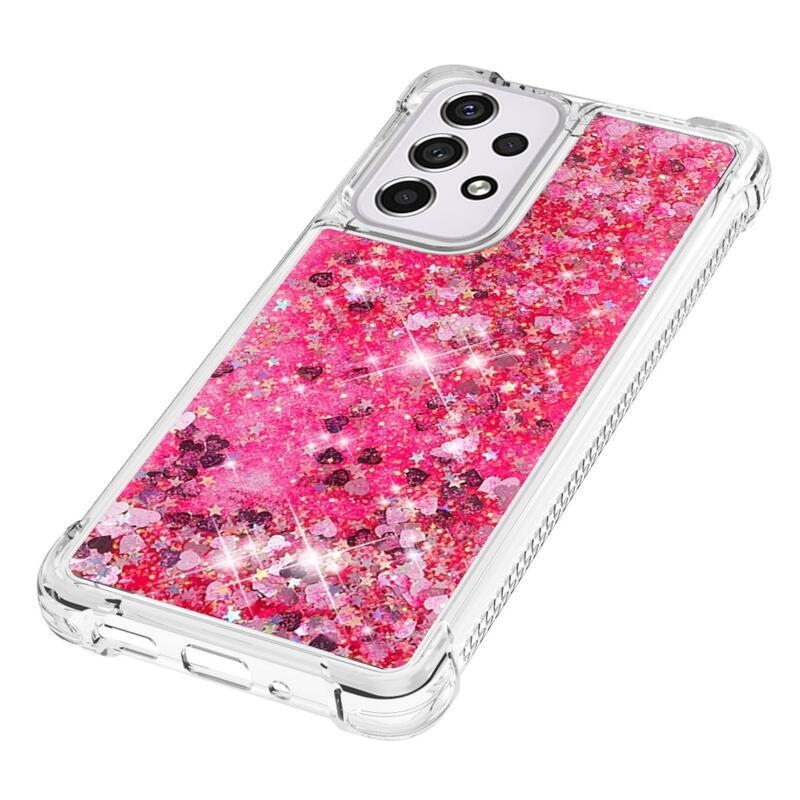 Glitter homokóra zselés tok Samsung Galaxy A33 5G - rózsaszín/szív
