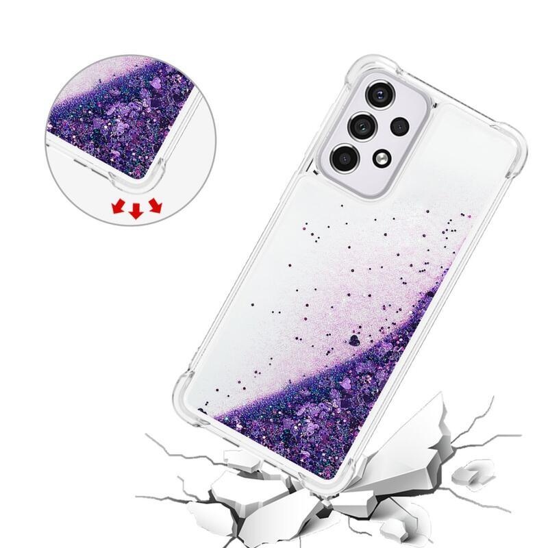 Glitter homokóra zselés tok Samsung Galaxy A33 5G - sötét lila/szív