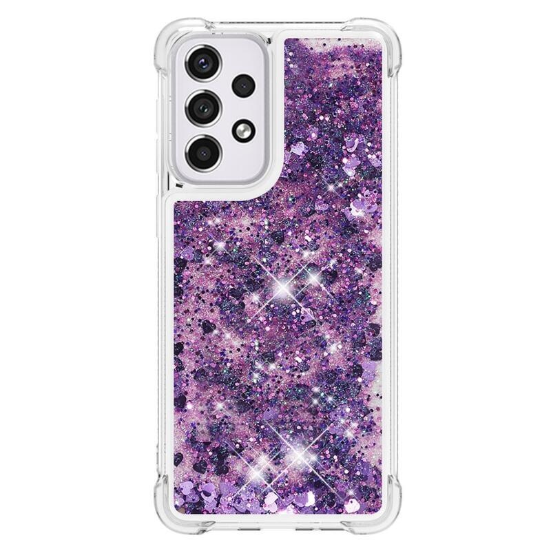 Glitter homokóra zselés tok Samsung Galaxy A33 5G - sötét lila/szív
