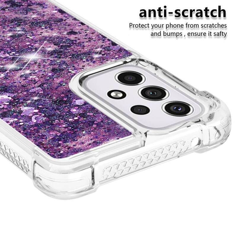 Glitter homokóra zselés tok Samsung Galaxy A33 5G - sötét lila/szív