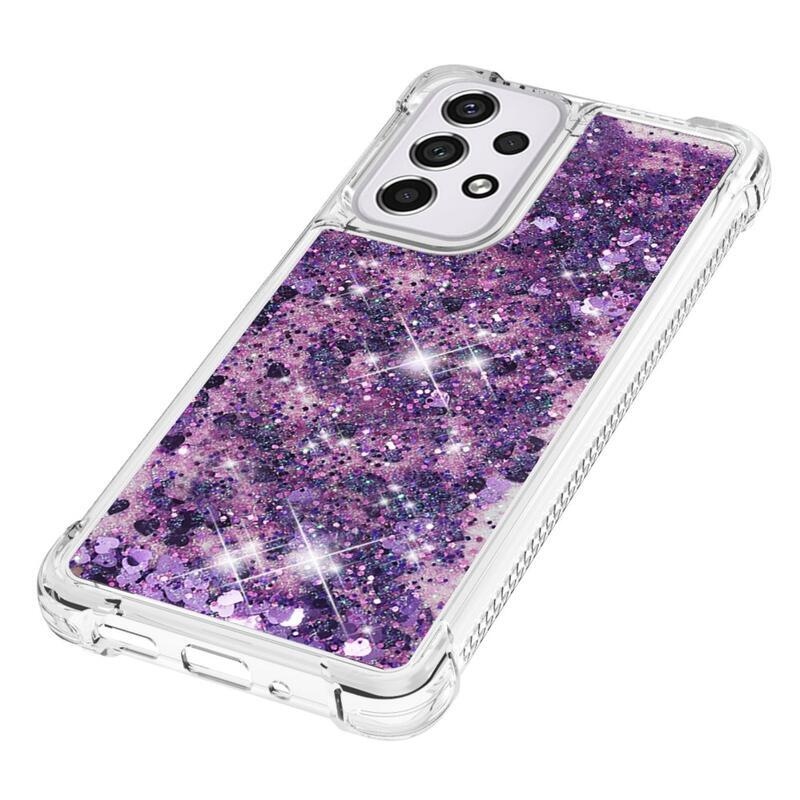 Glitter homokóra zselés tok Samsung Galaxy A33 5G - sötét lila/szív