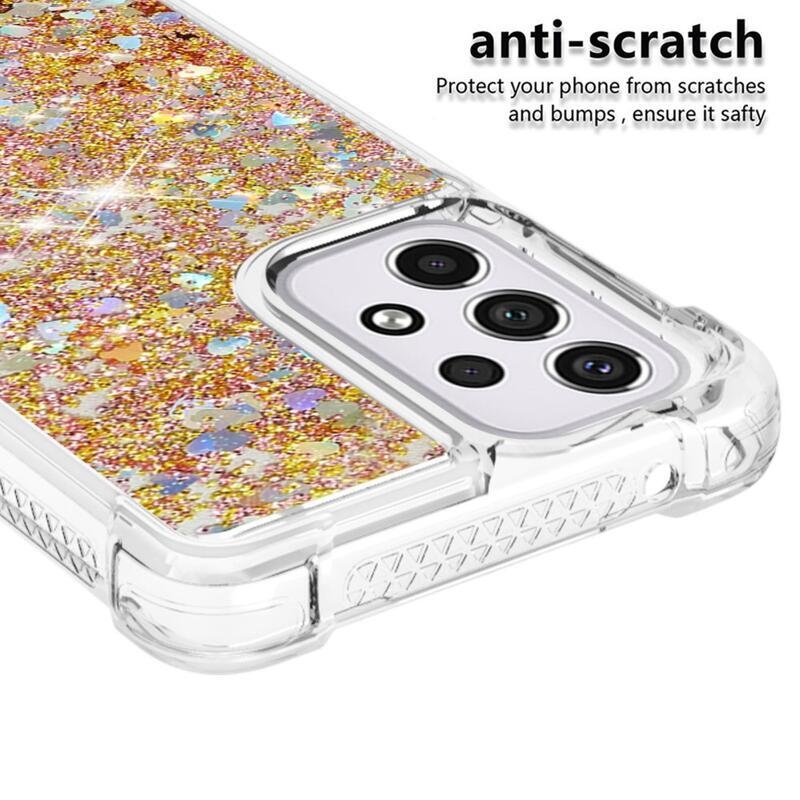 Glitter homokóra zselés tok Samsung Galaxy A33 5G - arany/szív