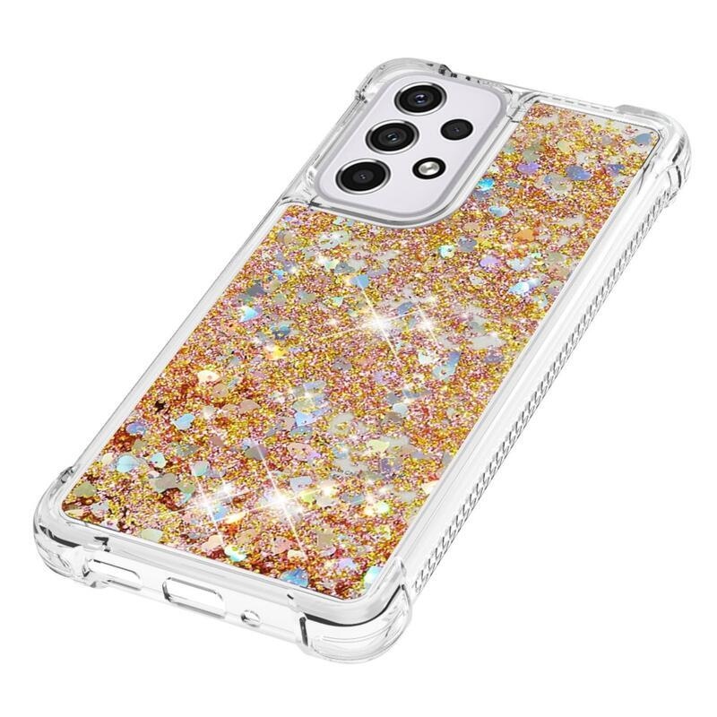 Glitter homokóra zselés tok Samsung Galaxy A33 5G - arany/szív