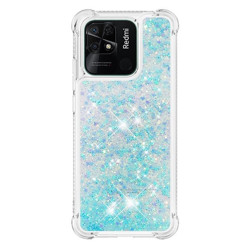 Glitter homokóra zselés tok Xiaomi Redmi 10C - kék/csillagok