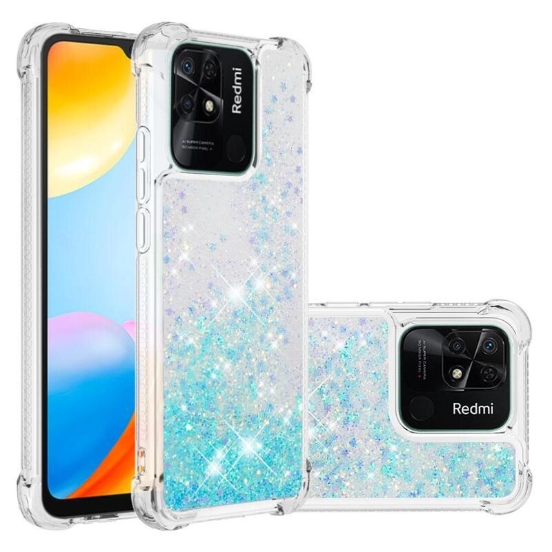 Glitter homokóra zselés tok Xiaomi Redmi 10C - kék/csillagok