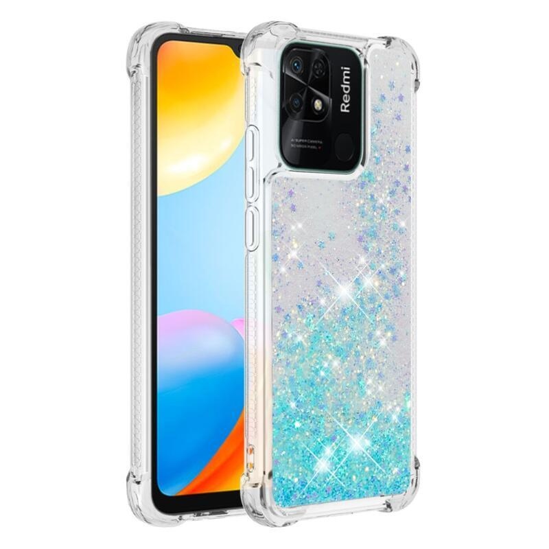 Glitter homokóra zselés tok Xiaomi Redmi 10C - kék/csillagok