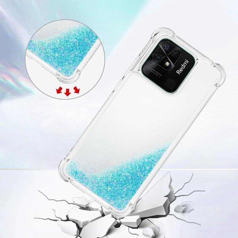 Glitter homokóra zselés tok Xiaomi Redmi 10C - kék/csillagok