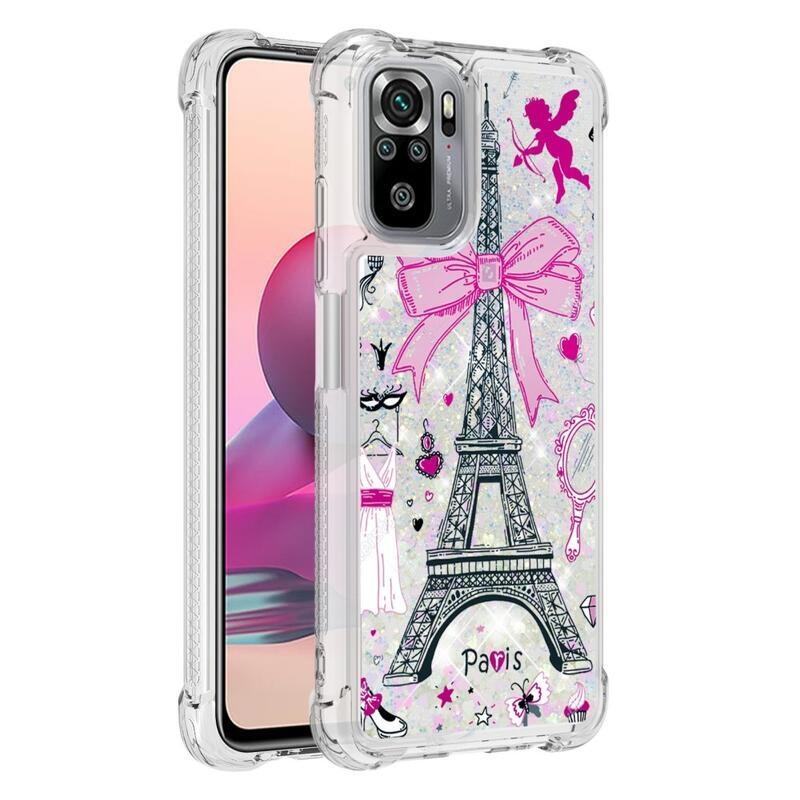 Glitter homokóra zselés tok Xiaomi Redmi Note 10 4G/Redmi Note 10S/Poco M5s - Eiffel toronyhoz