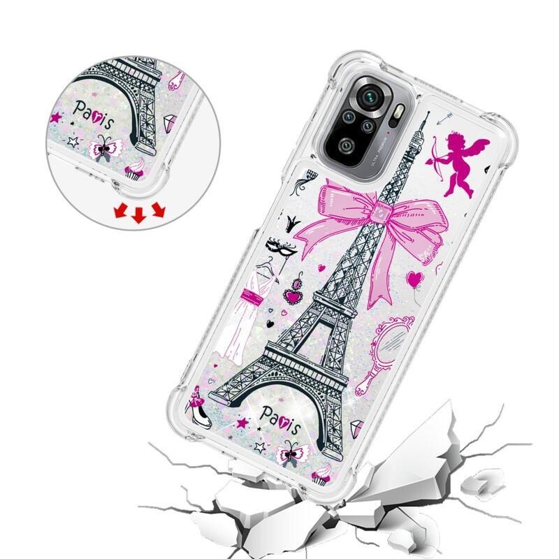 Glitter homokóra zselés tok Xiaomi Redmi Note 10 4G/Redmi Note 10S/Poco M5s - Eiffel toronyhoz