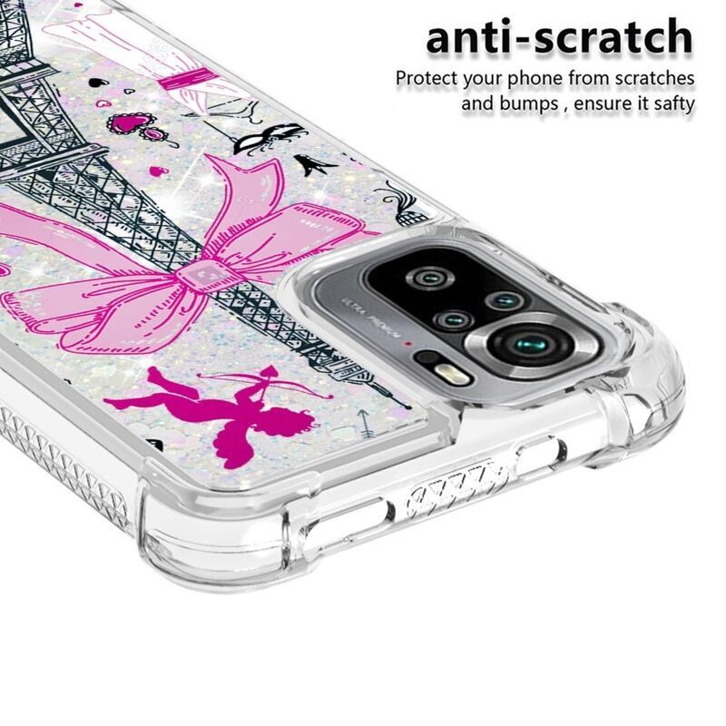 Glitter homokóra zselés tok Xiaomi Redmi Note 10 4G/Redmi Note 10S/Poco M5s - Eiffel toronyhoz