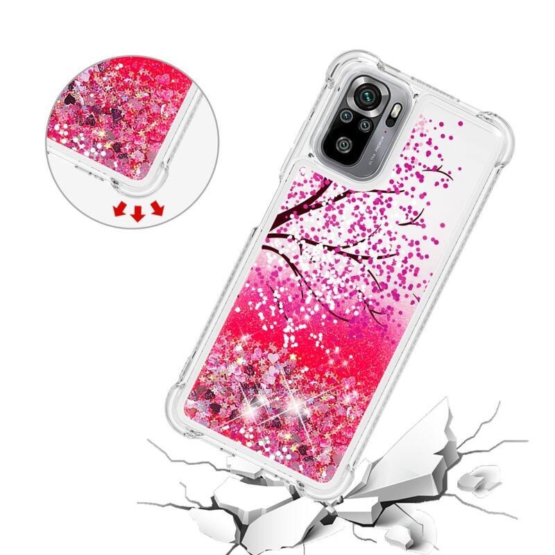 Glitter homokóra zselés tok Xiaomi Redmi Note 10 4G/Redmi Note 10S/Poco M5s - virágzó fa