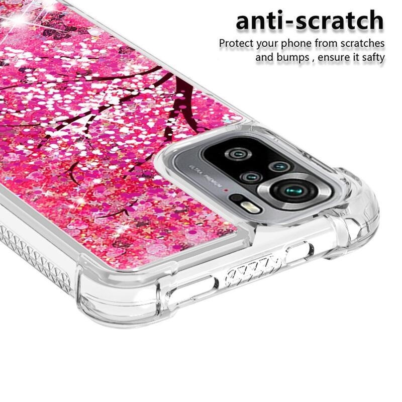 Glitter homokóra zselés tok Xiaomi Redmi Note 10 4G/Redmi Note 10S/Poco M5s - virágzó fa