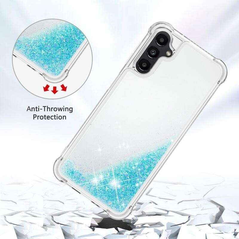 Glitter homokóra zselés tok Samsung Galaxy A14 4G/5G - kék/csillagok