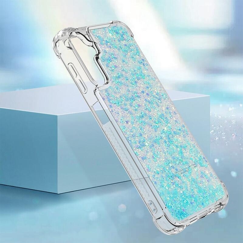 Glitter homokóra zselés tok Samsung Galaxy A14 4G/5G - kék/csillagok