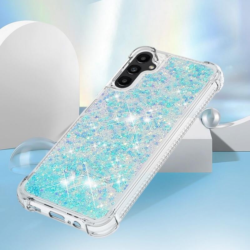 Glitter homokóra zselés tok Samsung Galaxy A14 4G/5G - kék/csillagok