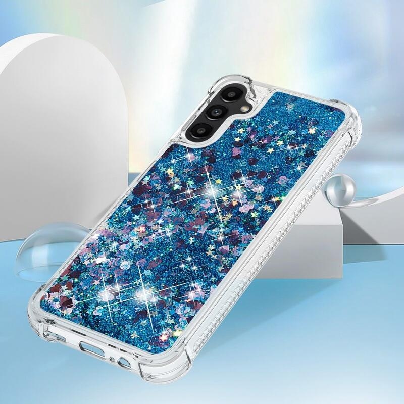 Glitter homokóra zselés tok Samsung Galaxy A14 4G/5G - kék/szívek
