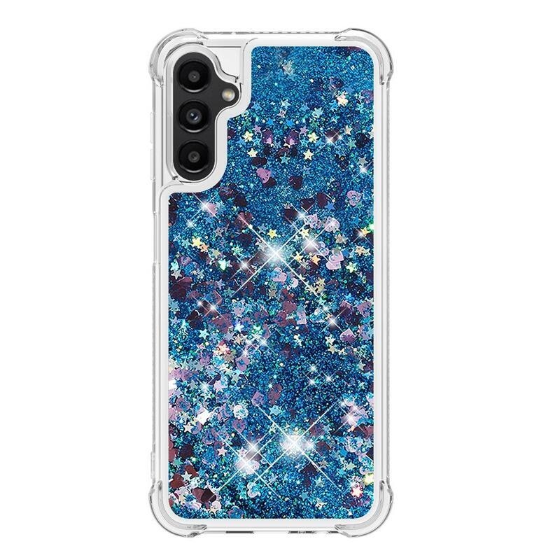 Glitter homokóra zselés tok Samsung Galaxy A14 4G/5G - kék/szívek