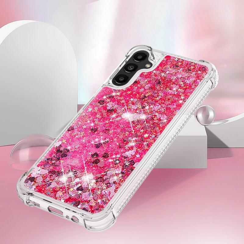 Glitter homokóra zselés tok Samsung Galaxy A14 4G/5G - rózsaszín/szívek