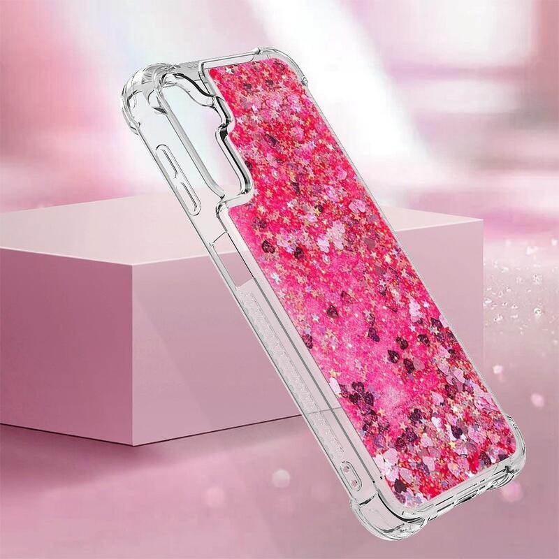 Glitter homokóra zselés tok Samsung Galaxy A14 4G/5G - rózsaszín/szívek