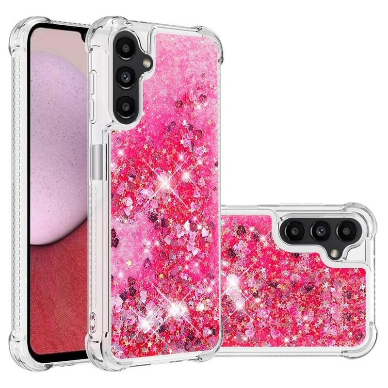 Glitter homokóra zselés tok Samsung Galaxy A14 4G/5G - rózsaszín/szívek