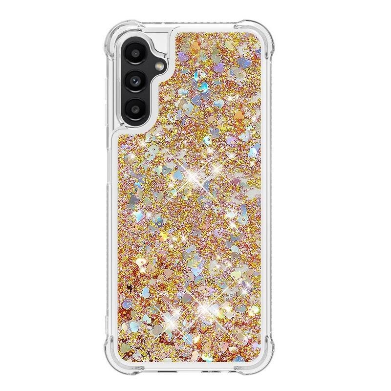 Glitter homokóra zselés tok Samsung Galaxy A14 4G/5G - arany/szív