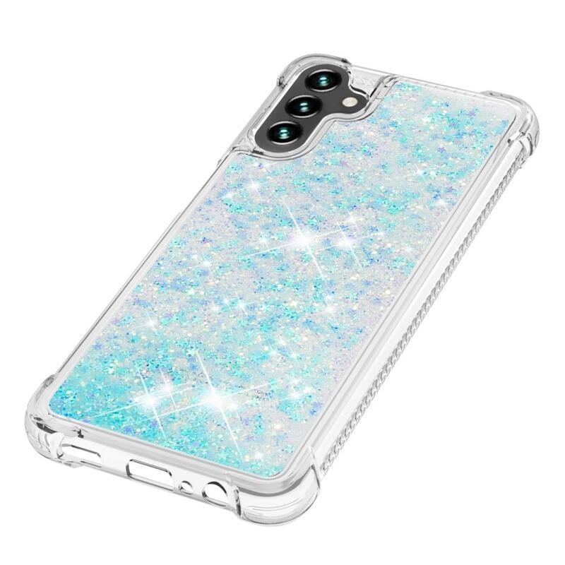 Glitter homokóra zselés tok Samsung Galaxy A34 5G - kék / csillagok