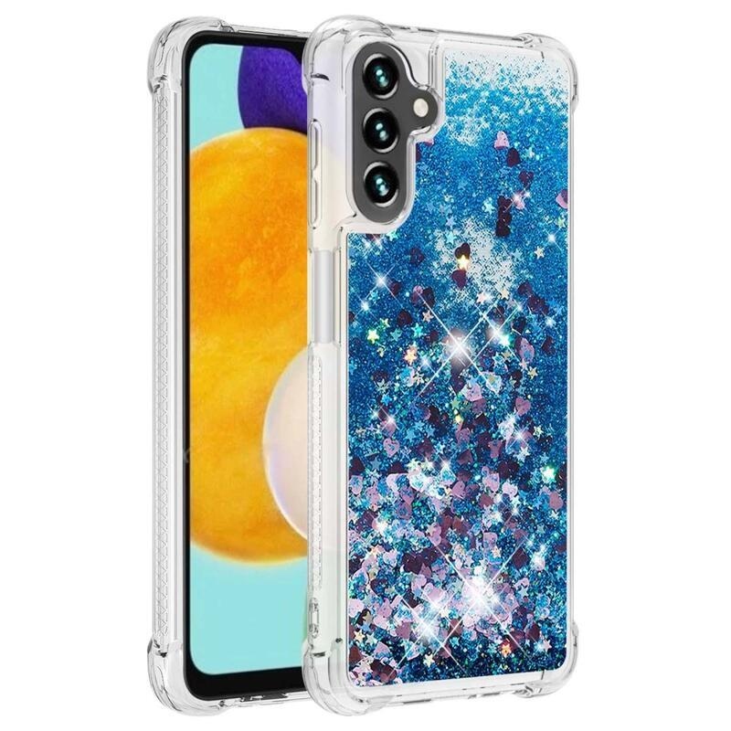 Glitter homokóra zselés tok Samsung Galaxy A34 5G - kék/szív