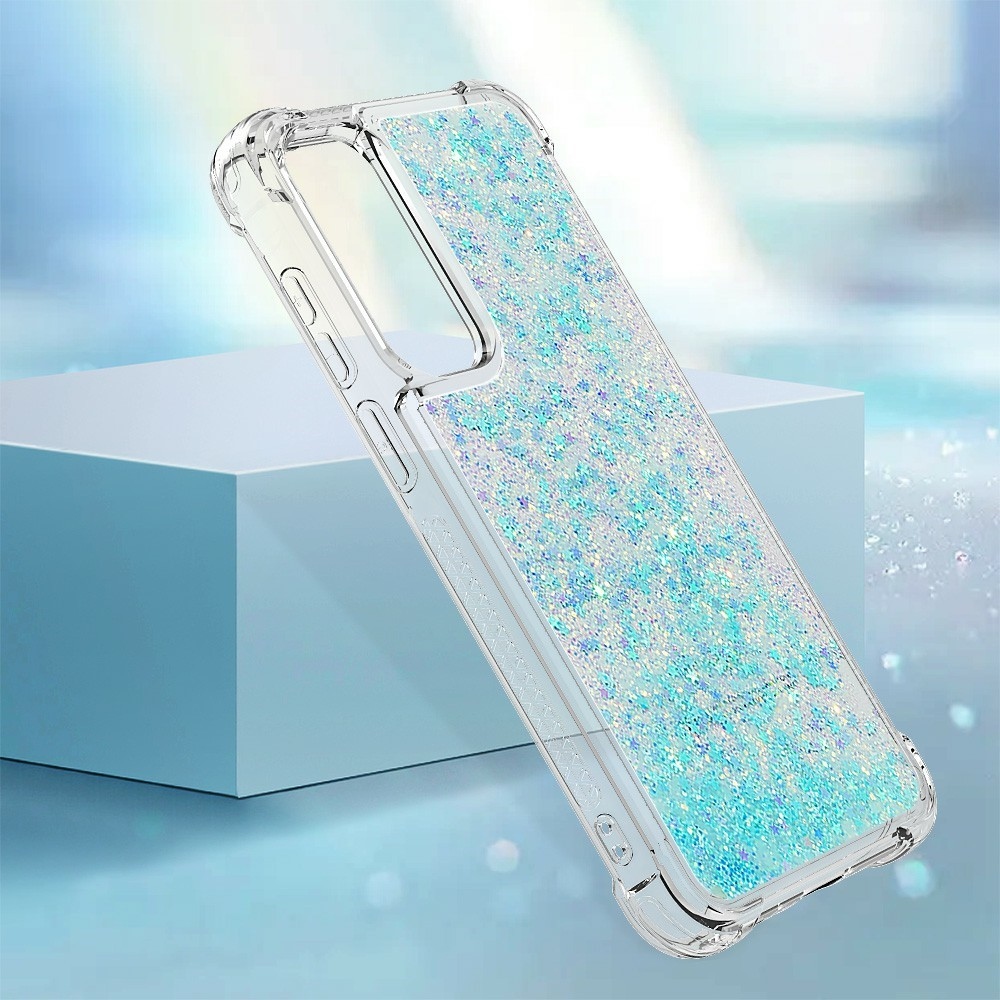 Glitter homokóra zselés tok Samsung Galaxy A37 5G - kék / csillagok