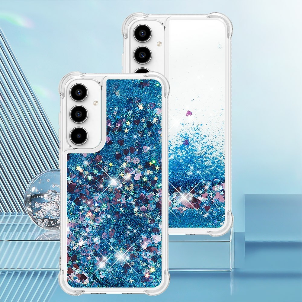 Glitter homokóra zselés tok Samsung Galaxy A37 5G - kék/szívek