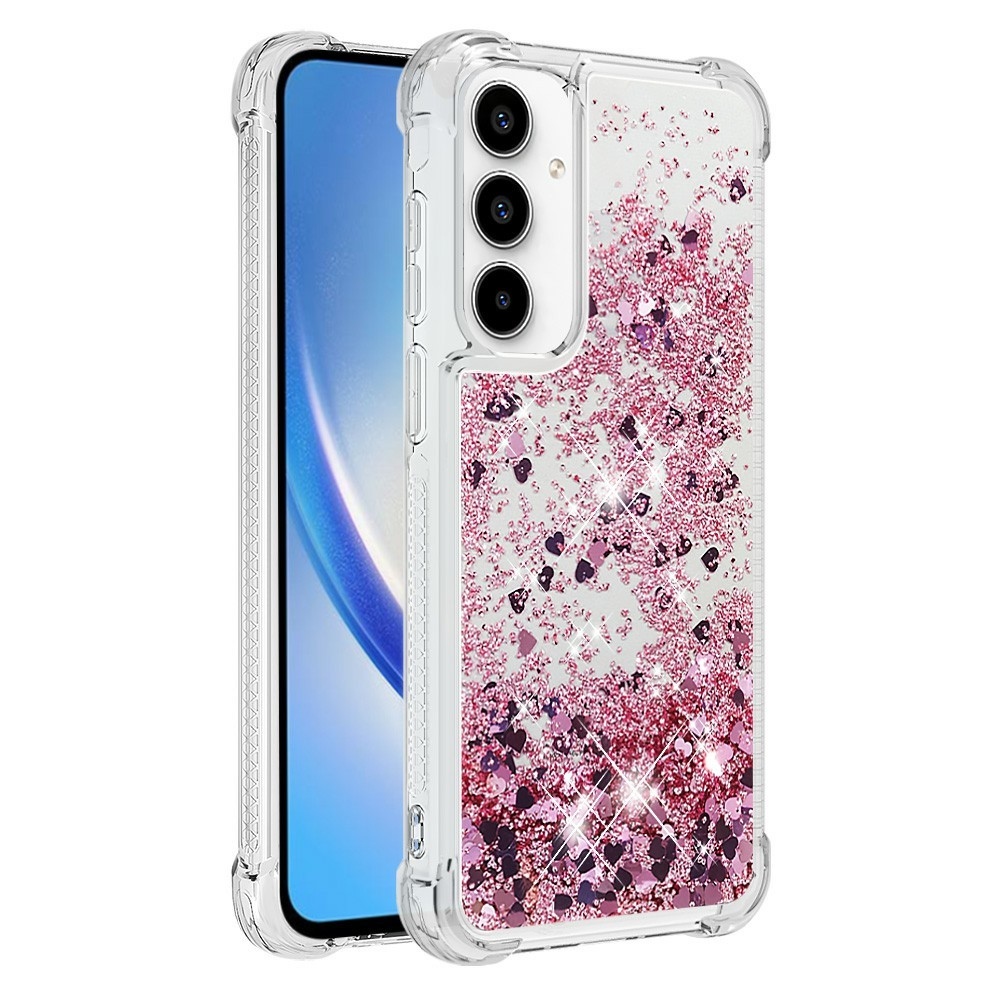 Glitter homokóra zselés tok Samsung Galaxy A37 5G - rózsaarany/szív