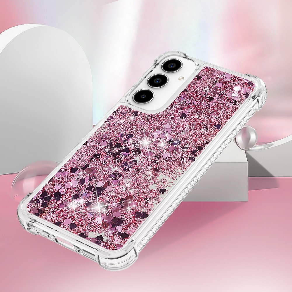 Glitter homokóra zselés tok Samsung Galaxy A37 5G - rózsaarany/szív