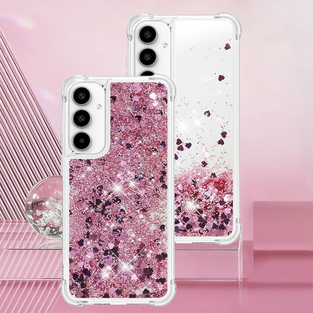 Glitter homokóra zselés tok Samsung Galaxy A37 5G - rózsaarany/szív