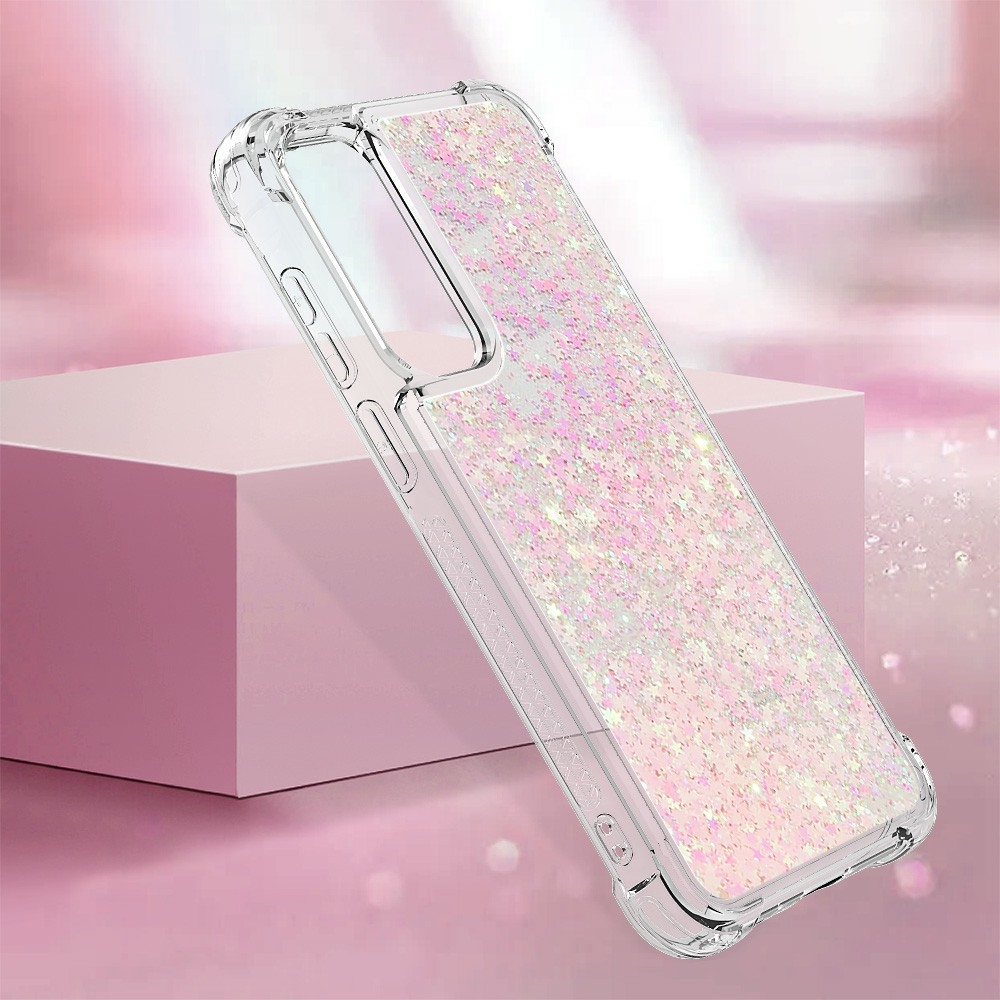 Glitter homokóra zselés tok Samsung Galaxy A37 5G - rózsaszín / csillagok