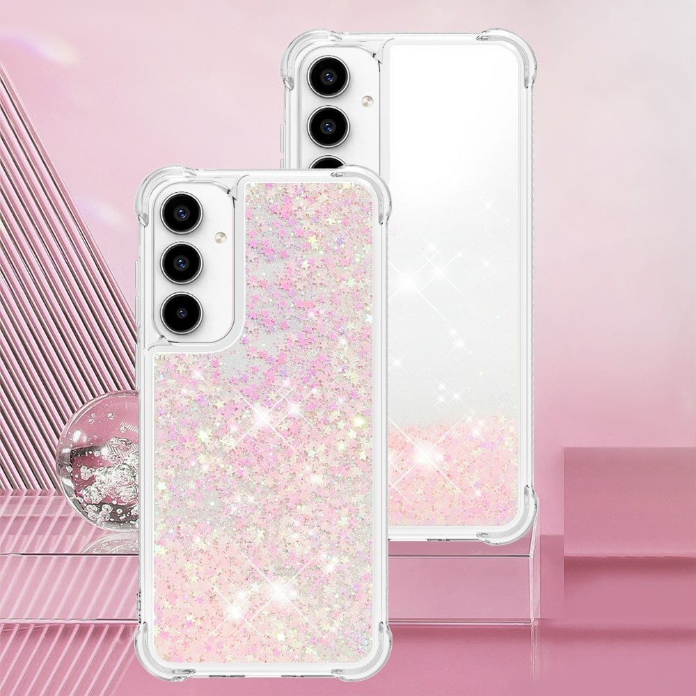 Glitter homokóra zselés tok Samsung Galaxy A37 5G - rózsaszín / csillagok