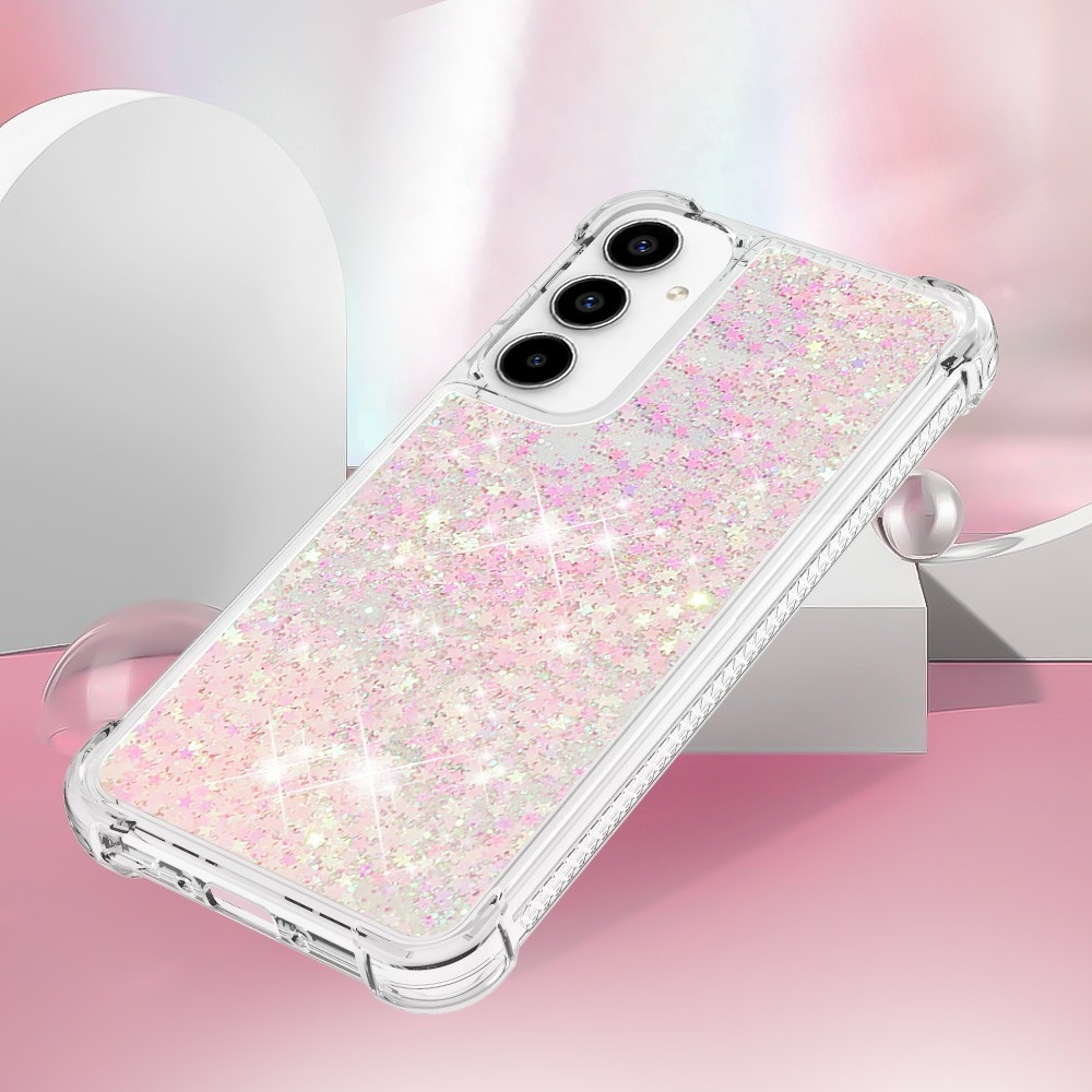 Glitter homokóra zselés tok Samsung Galaxy A37 5G - rózsaszín / csillagok