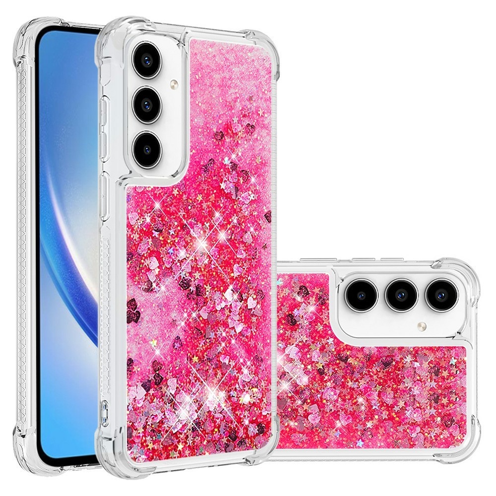 Glitter homokóra zselés tok Samsung Galaxy A37 5G - rózsaszín/szívek