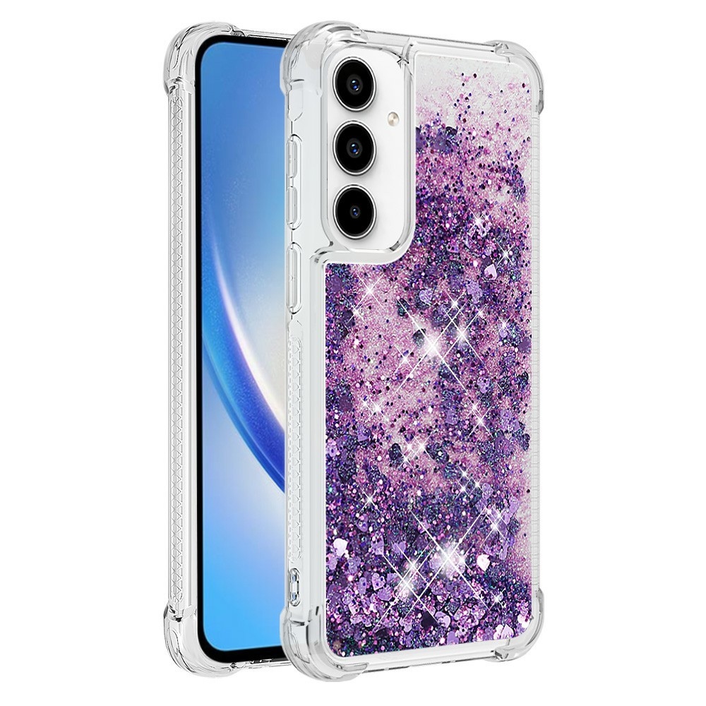 Glitter homokóra zselés tok Samsung Galaxy A37 5G - sötét lila/szív