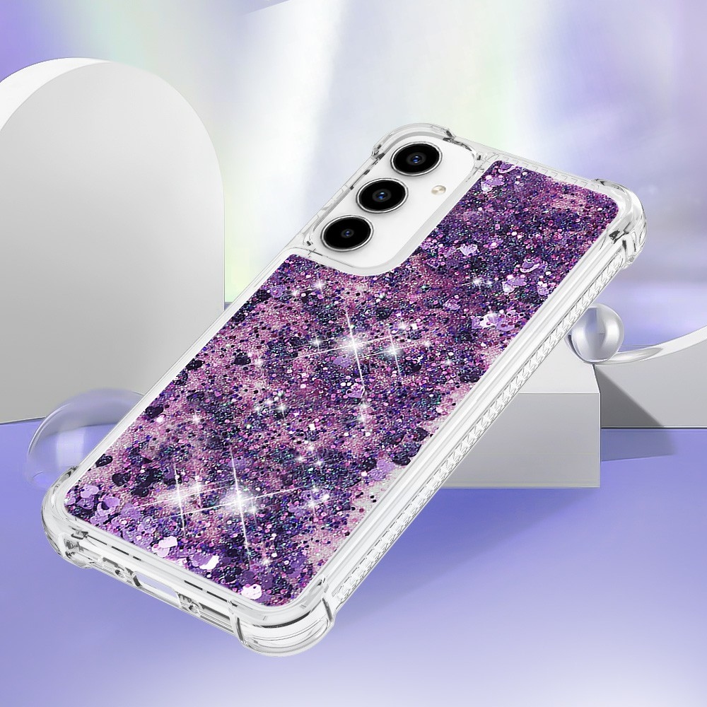 Glitter homokóra zselés tok Samsung Galaxy A37 5G - sötét lila/szív