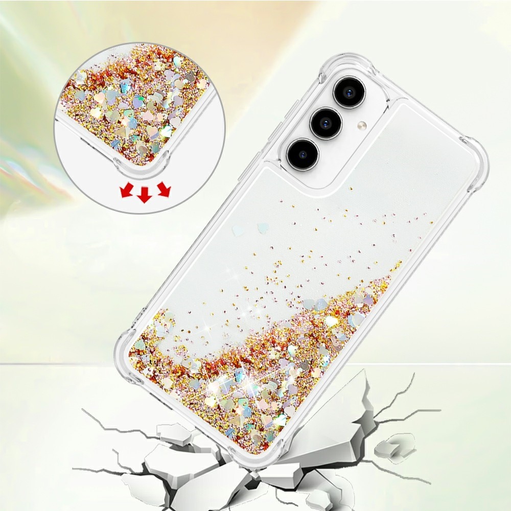 Glitter homokóra zselés tok Samsung Galaxy A37 5G - arany/szív