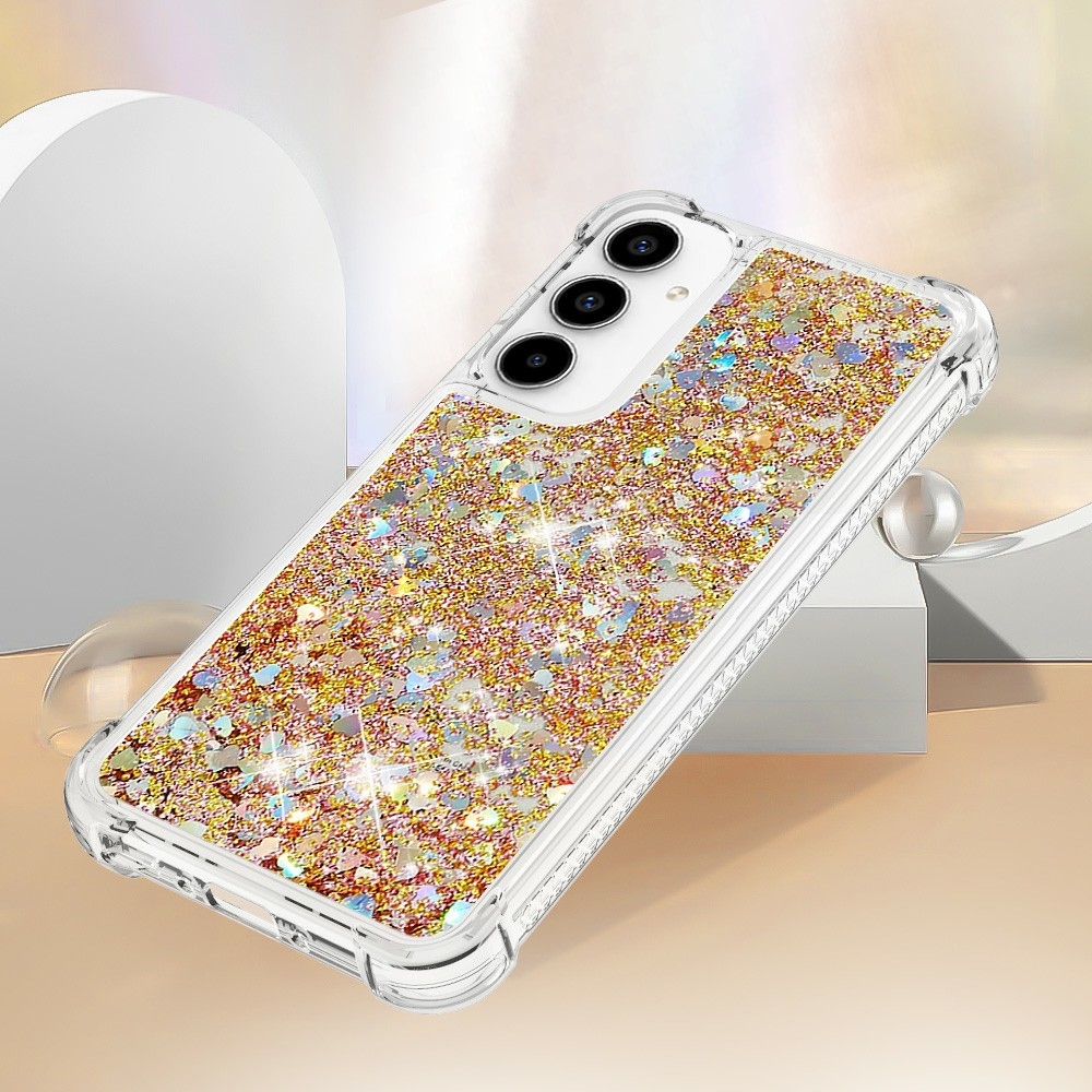 Glitter homokóra zselés tok Samsung Galaxy A37 5G - arany/szív