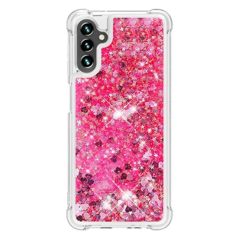 Glitter homokóra zselés tok Samsung Galaxy A54 5G - rózsaszín/szívek